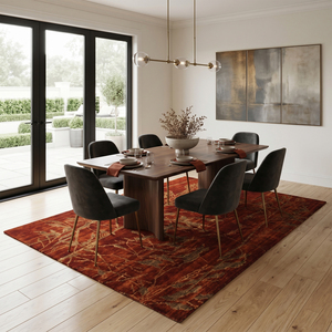 Rust <b>Red</b> <b>Wool</b> Hand Tufted Non-Slip Eco-Friendly Modern Abstract Botanical Branch Silhouette Thick Pile Rug for Living Room Hotel - Product Image 3