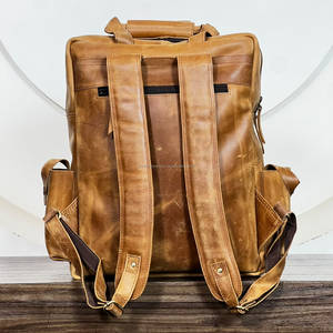 2026 Custom Full Grain Genuine Leather <b>Laptop</b> <b>Backpacks</b> Unisex Softback With Shoulder Straps And Multiple Pockets For Business - Product Image 5