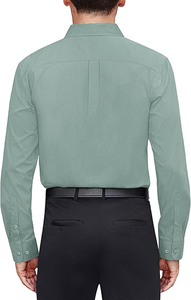 Chemises habillées pour hommes en polyester/coton de haute qualité, coupe ajustée, manches longues, respirantes, confortables et infroissables - Product Image 2