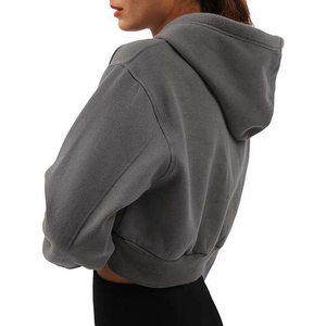 Latest Style Women's <b>Crop</b> <b>Top</b> Hoodies 100% Cotton Fleece Long Sleeves Casual Wear Plus Size Spring 100% Cotton Knitted Fit - Product Image 3