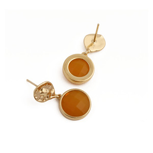 Yellow Chalcedony Round Drop <b>Earrings</b> Handmade Women's Jewelry - Product Image 2