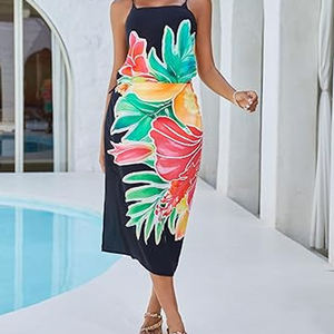 Pareo de Playa Personalizado con Estampado por Transferencia Térmica, para Mujer, en Spandex/Poliéster, de Secado Rápido, Ligero, para Verano, con Diseño Floral - Product Image 2