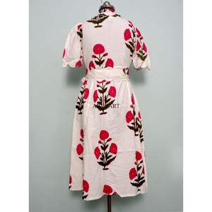 Robe élégante en coton 100% style kangourou, coupe trapèze, manches courtes, fabriquée à la main en Inde, lavable, magnifique, confortable, idéale pour les fêtes - Product Image 6