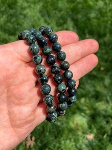 Pulsera de cuentas de cristal de jaspe Kambaba de primera calidad, hecha a mano, para hombre y mujer, piedra curativa natural, elástica, en oferta. - Product Image 4