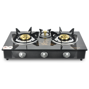 Gmax Electric Gas <b>Stove</b> Brass 3 Burner GL-703BR Stainless Steel Ceramic Surface for Household Hotel Cooking LPG Portable Table - Product Image 5