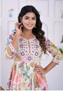 Robe plissée à col rond et manches longues lanternes, boutonnage simple, taille ajustée, imprimé unique, qualité supérieure, modèle 2026, meilleur prix toujours - Product Image 5