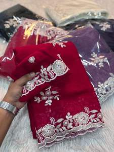 Sari de Seda Crush de Diseño Exclusivo con Blusa Elegante, Moderno y Estilizado, Última Moda India, para Fiestas y Uso Casual, Sari para Mujer - Product Image 2