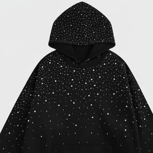 Sweat à capuche personnalisé avec strass unisexe, sweat à capuche en coton molletonné de haute qualité avec strass personnalisés pour hommes - Product Image 2