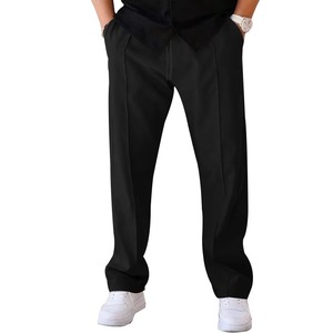 Pantalon à jambe droite et taille élastique, léger et décontracté, parfait pour des tenues quotidiennes confortables - Product Image 4