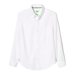 Polyester/Cotton Middle School Vietnamese FMF Student <b>White</b> <b>Long</b> <b>Sleeve</b> <b>Shirt</b> with Needle Detection for Boys & Girls - Product Image 1