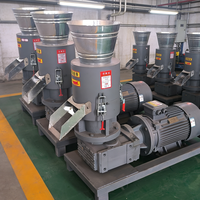 Machine à granulés de biomasse verticale à matrice plate économique avec moteur à roulement à billes, lubrification automatique, haut rendement 200-300 kg/h, agricole