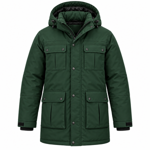 Chaqueta parka de invierno para hombre, de color sólido, cortavientos, con cremallera, informal, impermeable y con relleno de algodón, a precio económico. - Product Image 2