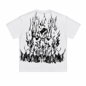 Black Men's T-<b>Shirt</b> With Blue <b>Flame</b> Print Back Design Short Sleeve O-Neck Street Style Regular Fit Cotton Jersey - Product Image 4