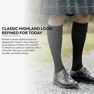 OEM Factory Mens Scottish Highland Kilt Hose <b>Socks</b> Traditional Wool Blend Long <b>Socks</b> Ribbed Design <b>Soft</b> Comfortable Fabric - Product Image 5