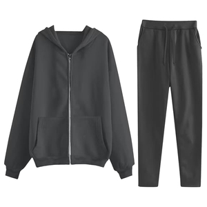 Hooded <b>Lightweight</b> Tracksuit for Women's Tracksuit Set Full Sleeve Crop Top Full Length Pants Breathable Casual Loose Fit - Product Image 2