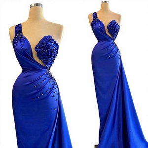 Robe de soirée sirène élégante pour femme, style européen, longue, bustier, ornée de perles et de cristaux, motif de luxe - Product Image 1