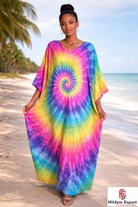 Custom Printed <b>Kaftan</b> Dress Women Beachwear Cover Up Loose Fit Silk Cotton Rayon Polyester Bulk Manufacturer Supply - Product Image 4