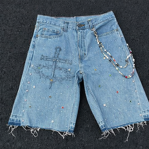 Pantalones Cortos de Mezclilla de Lujo para Hombre con Diamantes 2026 – Shorts Vaqueros de Diseñador con Adornos, Moda Urbana - Product Image 5
