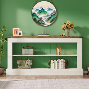 63-Inch Long Console <b>Table</b> with Shelves for Entryway Narrow Console <b>Table</b> for Foyer Hallway - Product Image 4