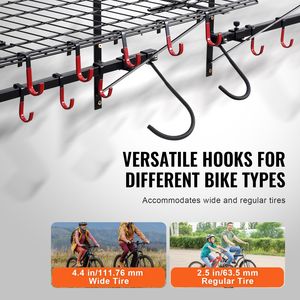 Portabici da Parete per 4 Biciclette, Organizzatore Personalizzabile per Casa e Garage con 2 Ripiani, Gancio per Bici - Product Image 4