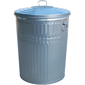 Poubelle en métal galvanisé au design optimal, pour intérieur et extérieur, avec couvercle et poignée, structure autoportante, pour déchets recyclables - Product Image 4