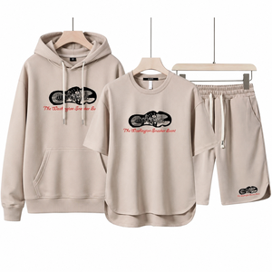 Nuevo Conjunto Deportivo de Dos Piezas para Hombre, Ligero, Transpirable, Ecológico, 100% Algodón, Color Sólido, Pantalones Deportivos, Sudadera con Capucha, Informal - Product Image 1