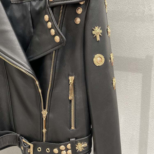 Veste pour femme en peau de mouton, manches longues, longueur standard, style motard, séchage rapide, avec rembourrage 100% polyester, pour l'automne et l'hiver - Product Image 3