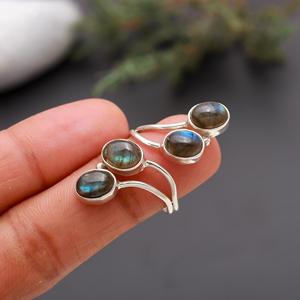 Women's 925 <b>Sterling</b> <b>Silver</b> <b>Adjustable</b> <b>Ring</b> Natural Labradorite Gemstone New Design Open <b>Ring</b> Bezel Setting Wholesale Jewelry - Product Image 1