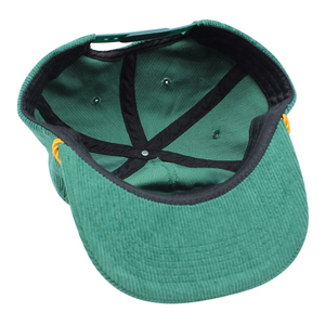 Casquettes en velours côtelé vert à 5 panneaux, vierges, avec cordon de réglage, design personnalisé, profil bas, non structurées, style snapback - Product Image 2