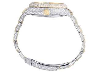 BOJ R.O.L.E.X.040 Montre pour homme en acier, quartz analogique, avec bracelet blanc, entièrement sertie de moissanite, de luxe, tendance, 41 mm, 3 ATM, résistante à l'eau, style hip-hop - Product Image 5