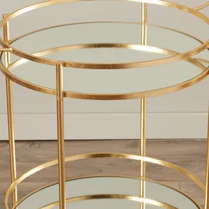 Chariot de service rond en céramique artisanale haut de gamme, doré, moderne, de luxe, lourd, avec couvercle plaqué, pour hôtels, sûr à utiliser - Product Image 4