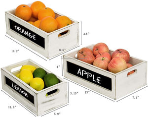 Trắng Rửa Gỗ Làm Tổ Lưu Trữ Thùng Với Bảng Điều Khiển Phía Trước Bảng Đen Và Cutout Xử Lý, Trang Trí Làm Tổ Hộp Gỗ Để Lưu Trữ - Product Image 4