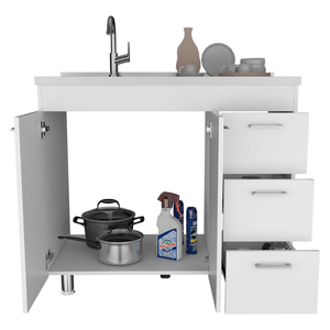 Mobile da cucina a tripla porta Rushville con Base a doppie porte e tre cassetti - Product Image 6