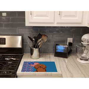 Planche à découper en verre trempé de grande taille avec décor de teckel rouge aux cheveux longs - Product Image 2