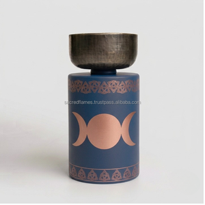 Quemador de Incienso Triple Luna Hecho a Mano, Calentador de Aceite Aromático Celta Triquetra para Velas de Té, Incensario Azul para Bakhoor al por Mayor - Product Image 6