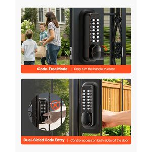 Serrure de porte mécanique sans clé à combinaison à bouton-poussoir double face avec clavier numérique D, mise à niveau du code 2.0, code à 4/7 chiffres - Product Image 5