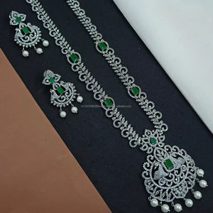 Classic American Diamond <b>Bridal</b> Jewelry <b>Set</b> Two-Piece <b>Necklace</b> and Earrings for Wedding Fashionable Classic Style - Product Image 1