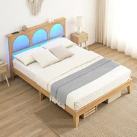 Massivholz Handgeschnitztes Luxus-Schlafzimmerbett Handgefertigtes Holz-Kingsize-Bett Beste Möbel Premium-Qualität Rahmen mit Fußteil