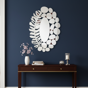 Oval Banana <b>Leaf</b> <b>Wall</b> Mirror 36x24 Inch Stylish Decorative Mirror for Living Room Bedroom Bathroom Tropical Home <b>Decor</b> - Product Image 5