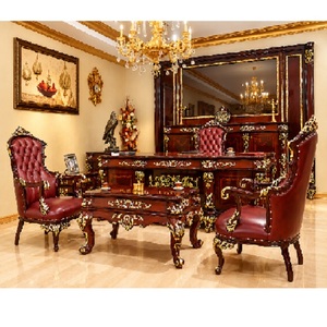 French Design Luxury Antique-Touch Office Furniture Traditional Design Teak Wood Office Furniture Set Office <b>Table</b> Set USA Sale - Product Image 1