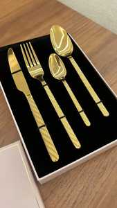 Ensemble de couverts en or, couverts de luxe en acier inoxydable, ustensiles de cuisine, vaisselle de table, fourchette, cuillère, couteau, plaqué or - Product Image 2