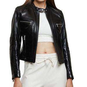 Chaquetas de Cuero Casuales para Mujer al por Mayor, Chaqueta de Cuero Ajustada a la Moda, Chaqueta de Cuero Personalizada Más Vendida - Product Image 4