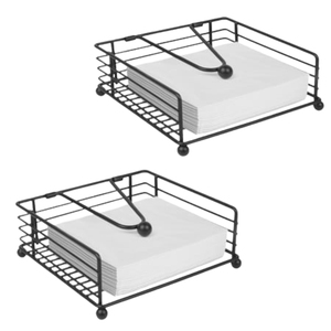 Modern Metal Wire Napkin Holder with Wooden Base Flat <b>Paper</b> <b>Tissue</b> Dispenser Stand Tabletop Decorative Napkin Rack for Kitchen - Product Image 6