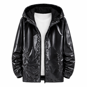 Veste à capuche épaisse et brillante camouflage pour homme, avec logo sur le devant, idéale pour les soirées et les clubs, coupe droite, manches classiques - Product Image 4