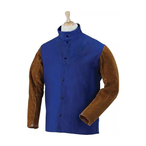 Chaqueta de Soldadura Resistente al Fuego, Mangas de Cuero, Cuerpo de Algodón FR, Chaqueta de Seguridad Resistente al Calor, Ropa de Protección Industrial OEM - Product Image 1
