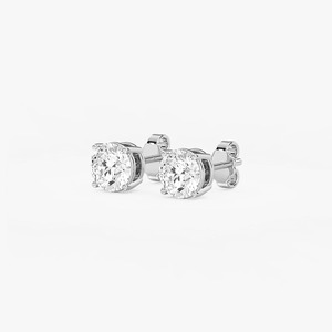 Pendientes de Diamantes Cultivados en Laboratorio con Certificación IGI, Diseño Elegante, Chapados en Rodio, Modernos, con Cuatro Puntas, Oro Blanco de 14K - Product Image 2