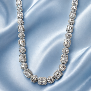 Collier tennis plaqué or avec diamants pour femme, chaîne de luxe polie, idéal pour mariage, soirée, usage quotidien, cadeau, bijoux - Product Image 1