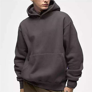 เสื้อฮู้ดดี้โอเวอร์ไซส์สีดำล้วนสำหรับผู้ชาย ทรงหลวมไหล่ตก มีกระเป๋าจิงโจ้ รับผลิตแบบ OEM ODM ขายส่งเสื้อผ้า - Product Image 4