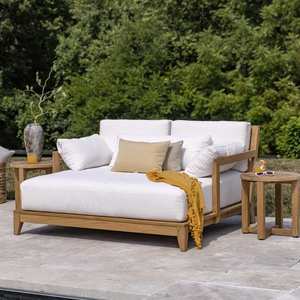 Chaise longue de piscine en teck minimaliste moderne avec coussin – Mobilier d'extérieur pour hôtels et complexes hôteliers - Product Image 1