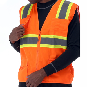 OEM Manufacturer <b>Waterproof</b> High Visibility Reflective <b>Work</b> Vest with LED Flash Orange Multi Pocket Outdoor Workwear - Product Image 3